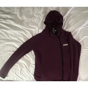 PINK Victoria's Secret Full Zip Hoodie maroon S Cotton Polyester Elastane Logo